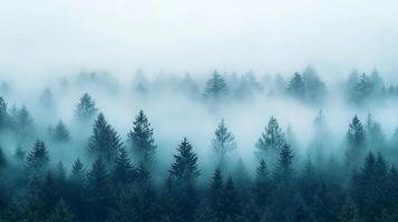 Foggy forest with trees in the background photo