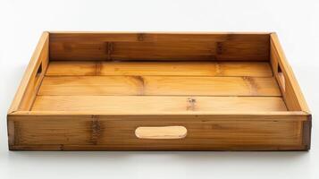 Crafted bamboo serving tray on a white background, designed for versatile use in dining and home decor photo