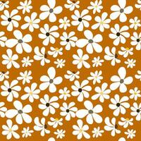 Seamless pattern with flowers, yellow background, vintage fabric design, multiple flowers vector