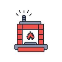 fireplace icon. .Editable stroke.linear style sign for use web design,logo.Symbol illustration. vector