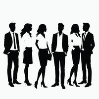Silhouettes of business professionals in formal attire against a plain background. vector