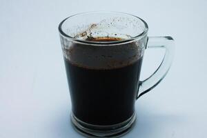a glass of black coffee drink isolated on white background photo