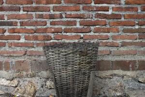 bamboo woven trash can photo