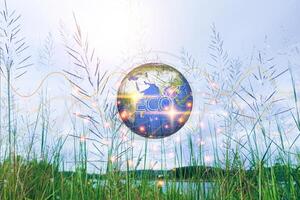 Sustainable development and business operations based on renewable energy, eco concepts, green industries using renewable energy can limit global warming. photo