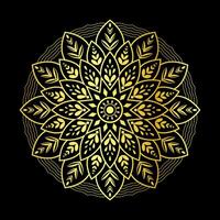 Gold Color Mandala Design in Black Background vector