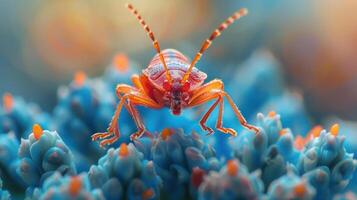 a close up of a bug on a flower photo
