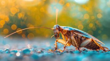 a close up of a bug on the ground photo