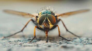 a close up of a fly on a surface photo