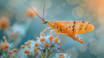 a close up of a bug on a flower photo