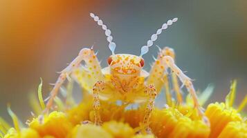 a close up of a bug on a flower photo