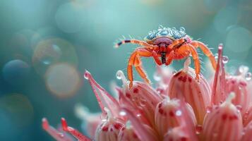 a close up of a spider on a flower photo