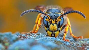 a close up of a bug on a rock photo
