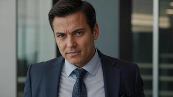 A man in a suit and tie looking at the camera photo