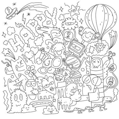 Minimalist Hand Drawn Doodle with Cute Monsters and Fun Characters