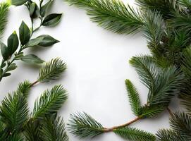 Lush thuja leaves and twigs form a retro-inspired natural setting ideal for serving as a blank space for text or images photo
