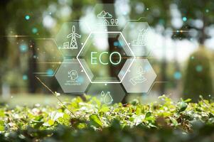 Sustainable development and business operations based on renewable energy, eco concepts, green industries using renewable energy can limit global warming. photo