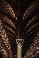 Columns in York train station with symmetrical patterns, York, Yorkshire, UK photo