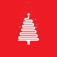 A christmas tree on a red background vector