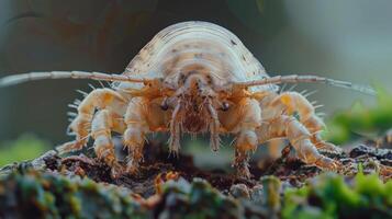 a close up of a bug on the ground photo