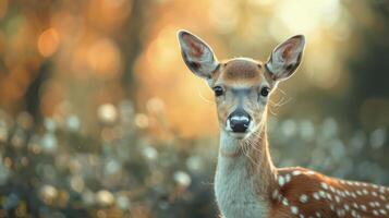 a young deer is looking at the camera photo