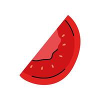Simple drawing of red tomato slice in hand drawn doodle style with seeds vector