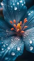 azul flor con Rocío gotas macro fotografía naturaleza floral detalle foto