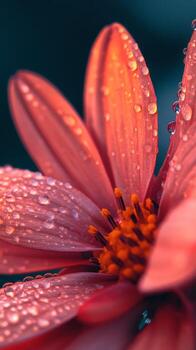 Close up Dew Drops on Pink Flower Petals Macro Photography photo