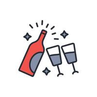 Champagne icon. .Editable stroke.linear style sign for use web design,logo.Symbol illustration. vector