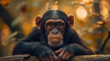 a close up of a monkey on a tree branch photo