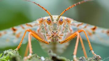 a close up of a bug on a plant photo