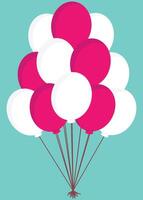 A Bunch of Red and White Balloons with Straight Strings Tied to Rubber on a White Background vector