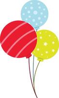 Round and Star Striped Patterned Balloons with Curved Strings on White Background vector