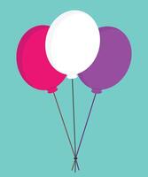Balloons with Straight String Tied to Rubber on White Background vector