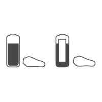 Set of lineart medical ampoule icons, open bottle with liquid for injection vector