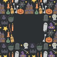 Halloween background with place for text. Cartoon Halloween frame vector