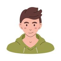 boy avatar. Man character with in sweatshirt in flat design. Smiling boy. vector