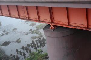 a bridge with a train on it photo