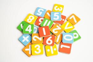 Math number isolated on white background with clipping path, mathematics learning course. photo