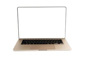 Laptop computer with blank screen isolated on white background with clipping path. photo