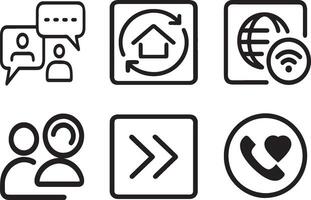 Essential chat home internet user right arrow call icon vector