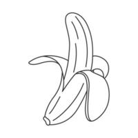 Hand drawn banana icon half peeled with peel in hand drawn doodle style vector
