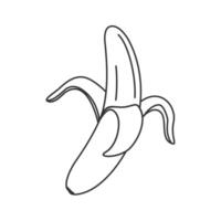 Outline banana icon. Whole banana with peel in doodle style vector