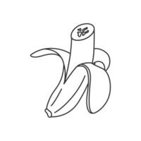 Doodle banana line icon. Simple drawing of half banana in open peel vector
