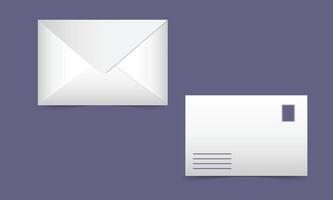 Set of realistic White envelopes in different positions. Folded and unfolded envelope backpack isolated vector