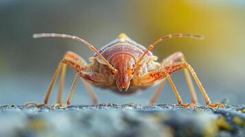 a close up of a bug on a rock photo