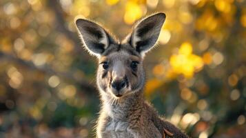 a close up of a kangaroo with a blurry background photo