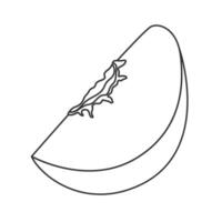 Contour quarter of peach icon in simple outline style, perfect for minimalistic designs vector