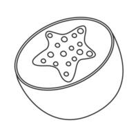 Minimalist papaya icon with detailed seeds. Clean outline and contour vector