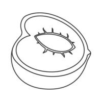 Half of peach fruit contour icon in outline style for fresh, minimal illustrations vector