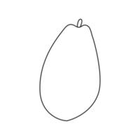 Whole contour papaya fruit. Simple icon in outline style vector